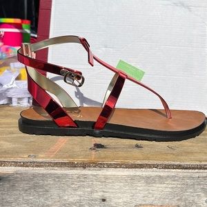 Red metallic sandals
